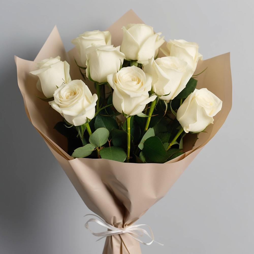 Букет 9 Белых роз Эдлесс Лав в Суслонгере