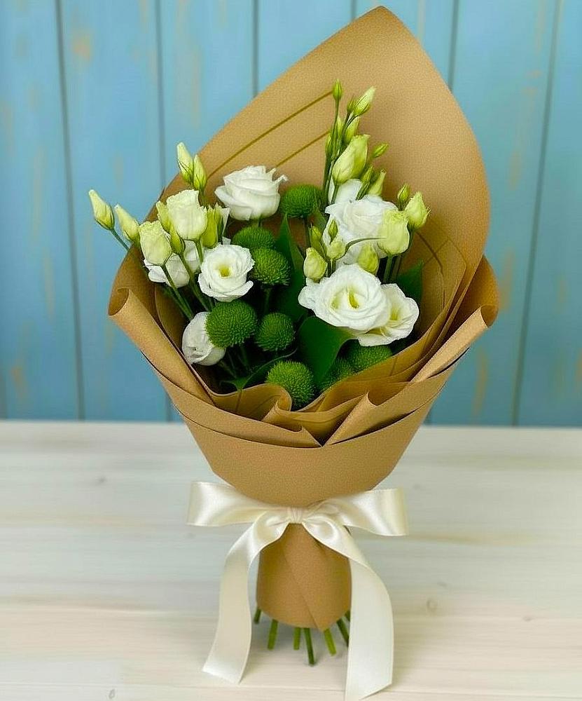 Букет цветов из: Хризантемы и Лизиантусы в Суслонгере